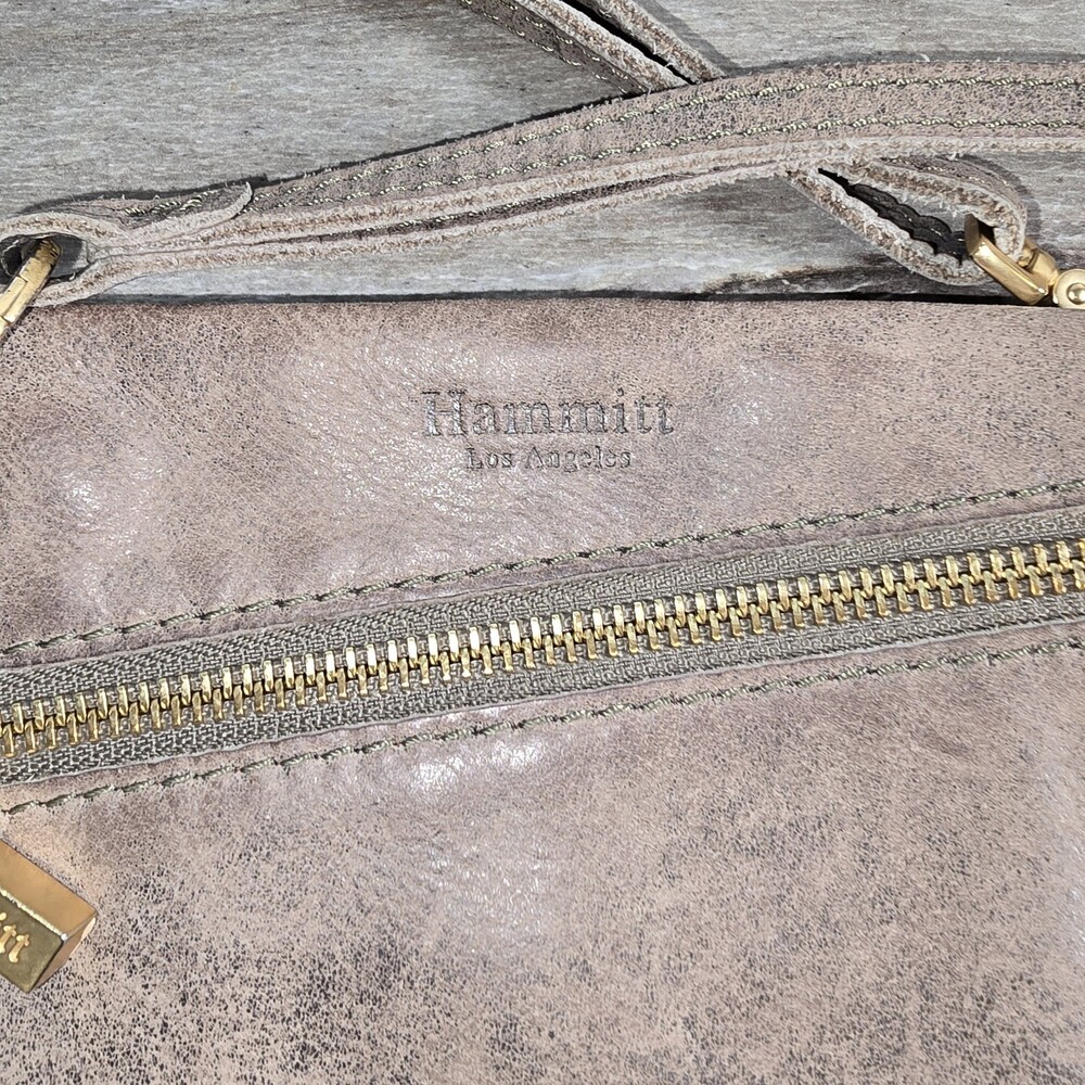 Hammitt Los Angeles Gray Leather Crossbody Clutch Wristlet Purse Pewter Nash - Picture 3 of 9